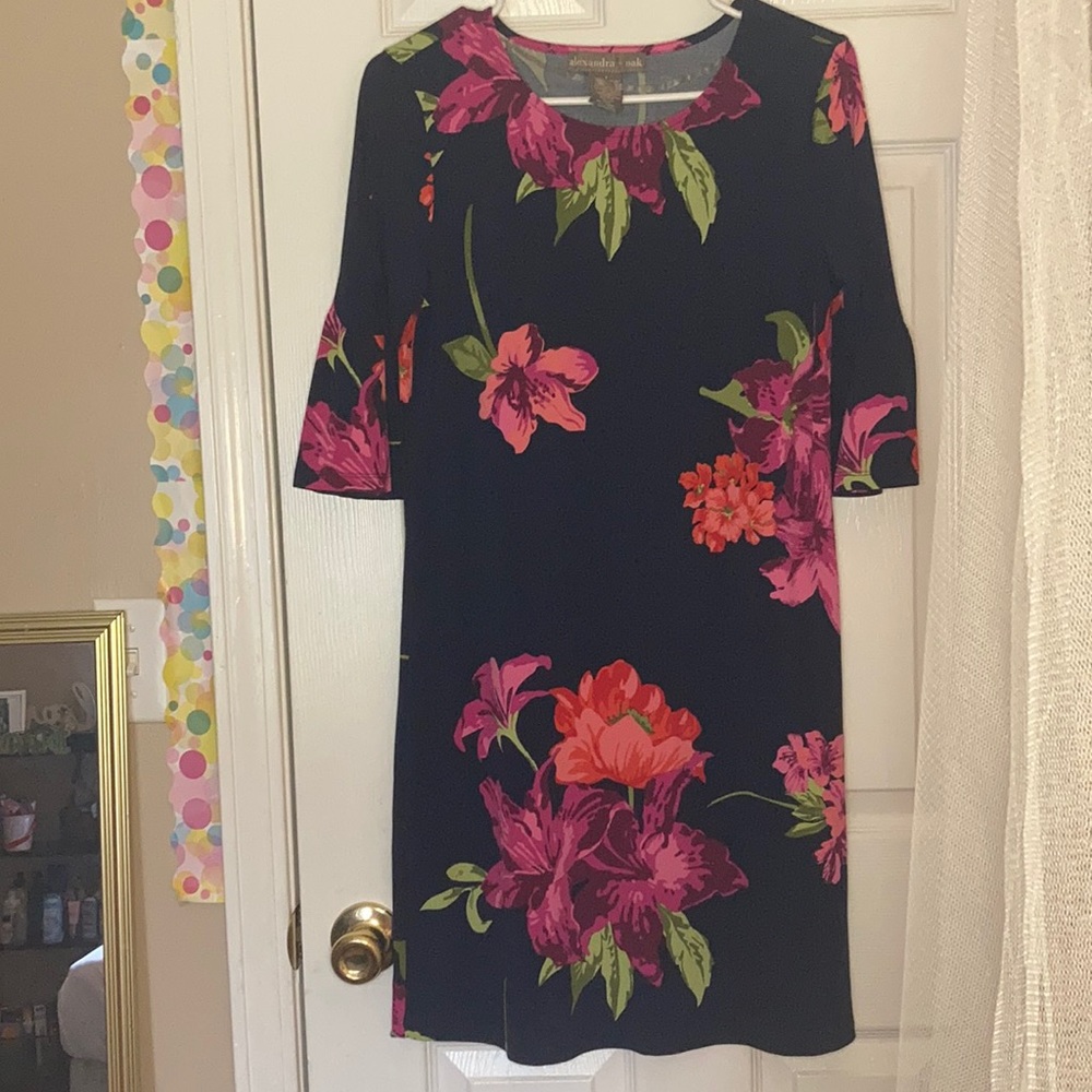 Navy blue with floral print